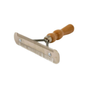 Metal Curry Comb Double Sided Wooden Handle