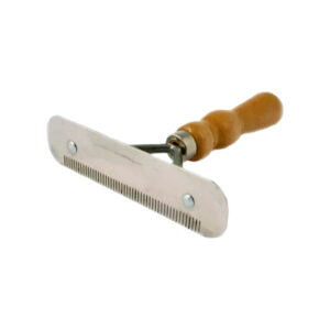 Metal Curry Comb Single Sided Wooden Handle