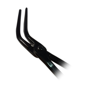 Scrolling Tong Large 90 Degree Bend Carbon Steel Black Coated Jaw Length: 4-5/8" Reins length: 14"