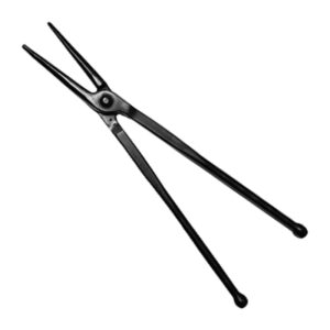 Scrolling Tong Large Jaw Length: 4" Reins Length: 15" Carbon Steel Black Coated