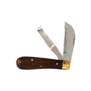 Folding Hoof Knife 2-Blade Comb & Knife Wooden Handle