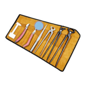 Farrier Tool Kit. 1-Pcs: Nail Cutter, 1-Pcs: Chisel, 1-Pcs: Hoof Nipper, 1-Pcs: Loop Knife, 1-Pcs: Nail Cutter, 1-Pcs: Hoof Knife, 1-Pcs: Clinch Cutter