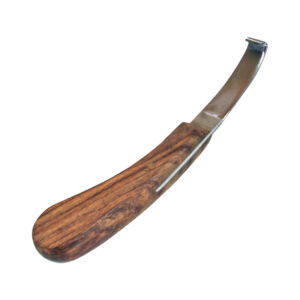 Hoof Knife Right Wide Blade Wooden Handle S/Steel