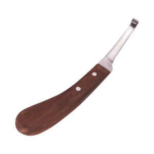 Hoof Knife Left Narrow Blade Wooden Handle S/Steel