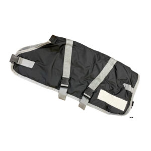 Calf Jacket 75cm Breathable 600D Oxford Outer Shell, 200gsm Flees Insulation. ABS Plastic Buckles. Reflector Tape. Black Color